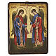 Hand-painted Romanian icon of Archangels Michael and Gabriel, antiqued style, 7x6 in s1