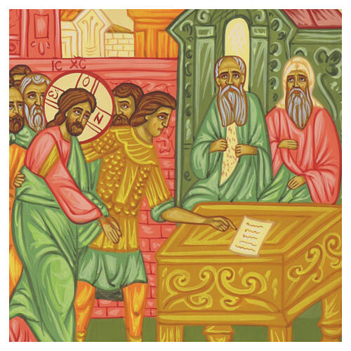 Icône peinte style russe Jésus devant Caïphe 30x25 cm 2