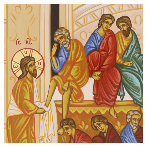 Russian-style wooden icon, Washing of the Feet, 12x10 in 2