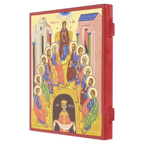 Icono de madera de tilo estilo ruso Pentecostés 30x25 cm 3