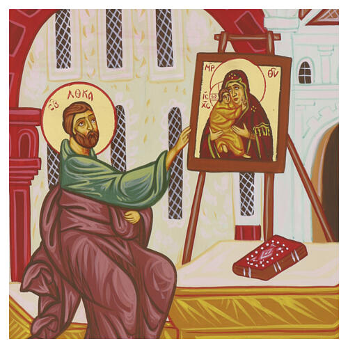 Hand-painted Russian-style icon of Saint Luke the Evangelist, 12x10 in 2
