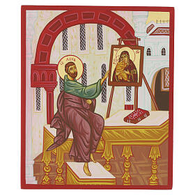 Icona San Luca Evangelista stile russo dipinta a mano 30x25 cm