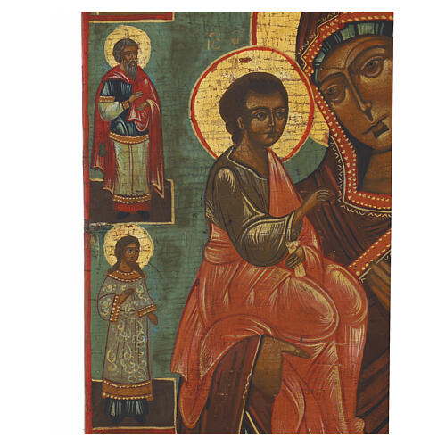 Icona russa antica Madonna di Gerusalemme XX sec 27 x 21 cm 4