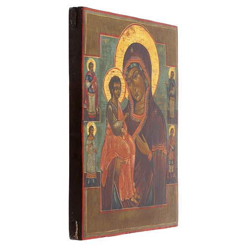 Icona russa antica Madonna di Gerusalemme XX sec 27 x 21 cm 5
