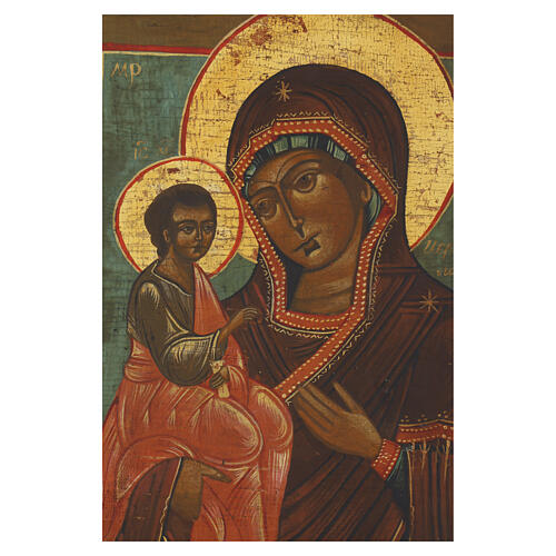 Antique Russian Icon Virgin Mary of Jerusalem, 20th century, 27x21 cm 2