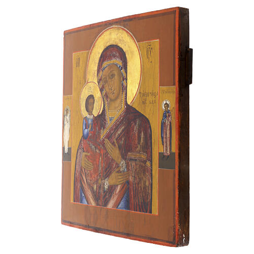 Icono ruso antiguo Virgen de las Tres Manos siglo XIX 35x30 cm 3