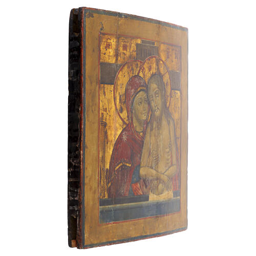 Don't cry for me, Mother, antique Russian icon, early 19th century, 12x10 in 3