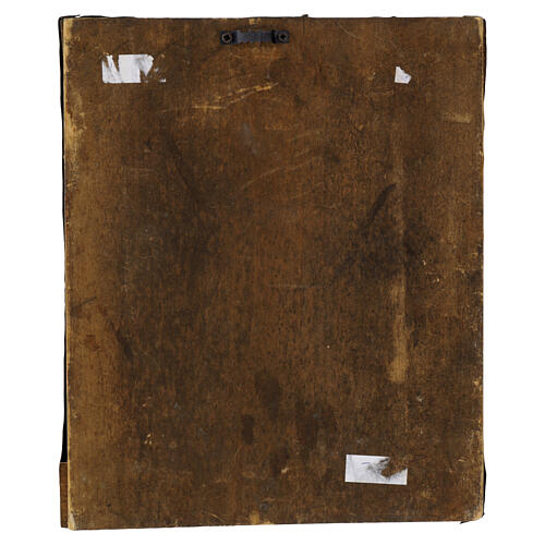 Ícone russo séc. XVIII Nossa Senhora de Vladimir com basma e pérolas de íris 31x26 cm 7