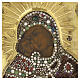 Ícone russo séc. XVIII Nossa Senhora de Vladimir com basma e pérolas de íris 31x26 cm s2