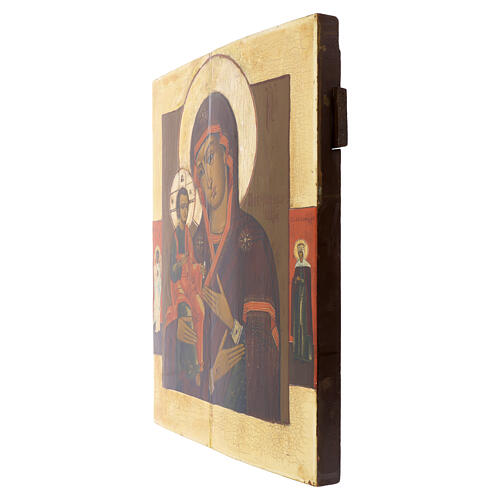 Alte russische Ikone der Gottesmutter der drei Hände – 44 × 38 cm, neunzehntes Jahrhundert 3