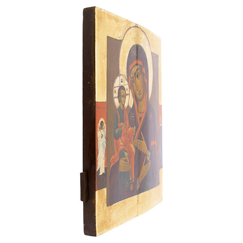 Icona russa antica XIX secolo Madonna delle Tre Mani 44x38 cm 5