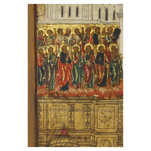 Icono ruso antiguo siglo XVIII Pokrov Protección del Velo de María 53x44 cm 4