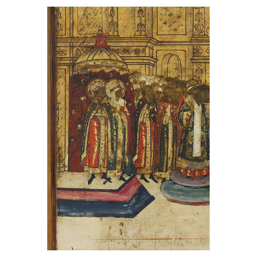 Icona russa antica XVIII sec Pokrov protezione del velo di maria 53x44 cm 5