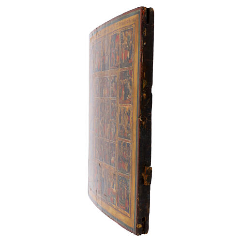 Antique Russian icon, Sixteen Great Feasts and Passion Cycle, 19th century, 19x15 in 4