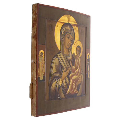 Icono Ruso antiguo Virgen de Tichvin siglo XIX 34x29 cm 5