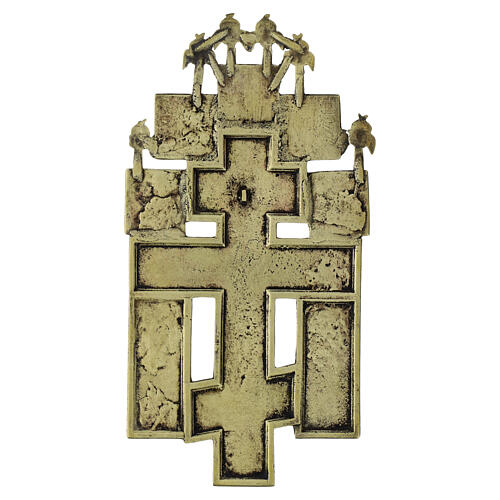 Crocifisso antico ortodosso russo XIX secolo bronzo e smalti 22x14 4