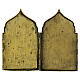 Icona russa da viaggio antica XVIII sec in bronzo Polittico 17x39,5 cm s5
