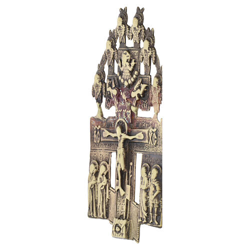 Crucifixo ortodoxo russo séc. XVIII em bronze antigo 14x7 cm 3