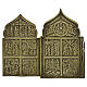 Ícone russo antigo de viagem séc. XIX em bronze Políptico 40x17 cm s2