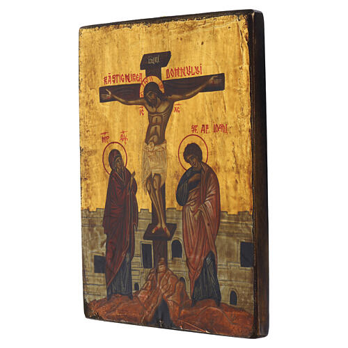 Icône peinte en Roumanie représentant la Crucifixion 30x25 cm 3