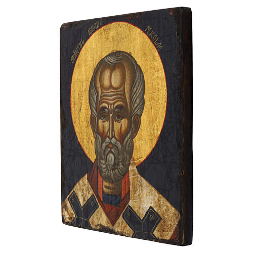 Ícone bizantino Roménia São Nicolau pintado à mão 30x25 cm 3