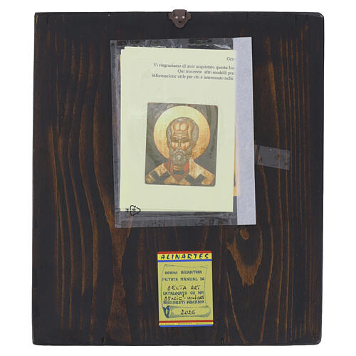 Hand-Painted Romanian Byzantine Icon of Saint Nicholas, 30x25 cm 4
