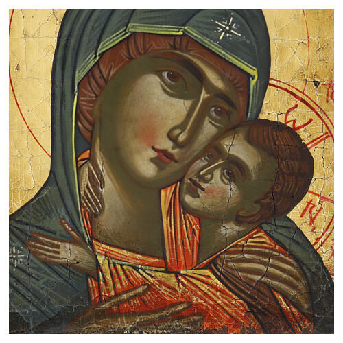 Icona bizantina Romania Madre di Dio Vladimirskaja 30x25 cm dipinta 2