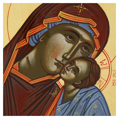 Icône Roumanie peinte Mère de Dieu de Tolga effet ancien 30x25 cm 2