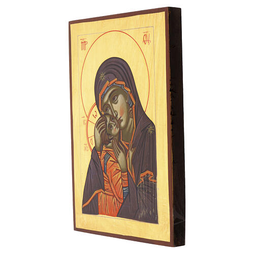 Icona Romania Madonna Vladimirskaja stile antichizzato 30x25 cm dipinta 3