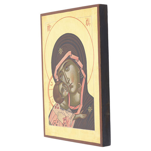 Icône Roumanie Mère de Dieu Vladimirskaja peinte à la main 30x25 cm 3