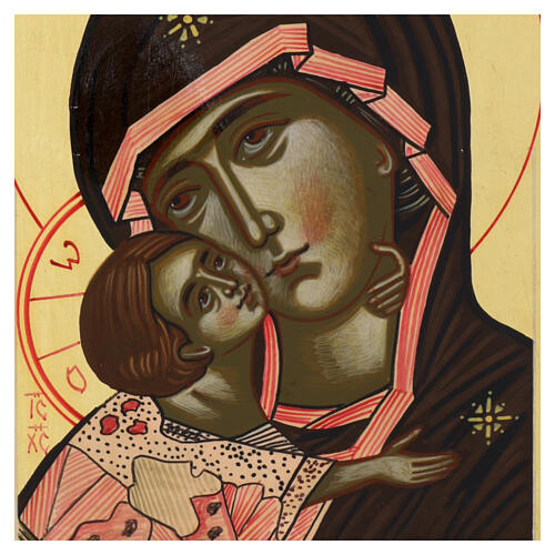 Icona Romania Madre di Dio Vladimirskaja dipinta a mano 30x25 cm 2