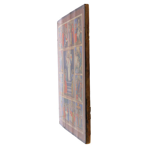 Icône russe ancienne XIXe siècle 12 fêtes 43x30 cm 7