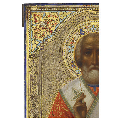 Antique Russian icon of St Nicholas of Myra, 19th century, 26x21 cm 3