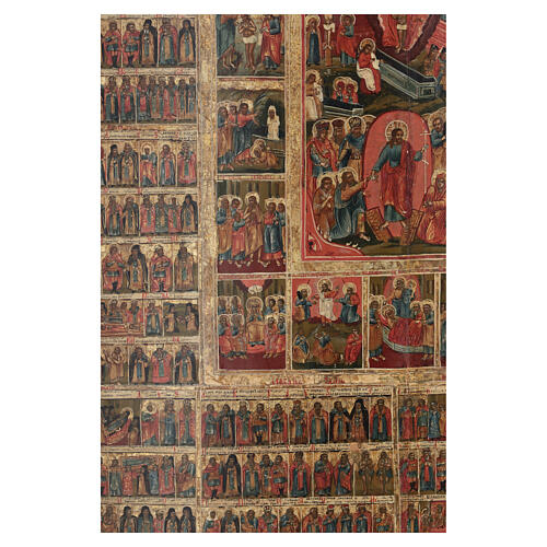 Monumental antique Russian icon, annual menologium of the Orthodox liturgical calendar, 18th–19th century, 50x30 in 6