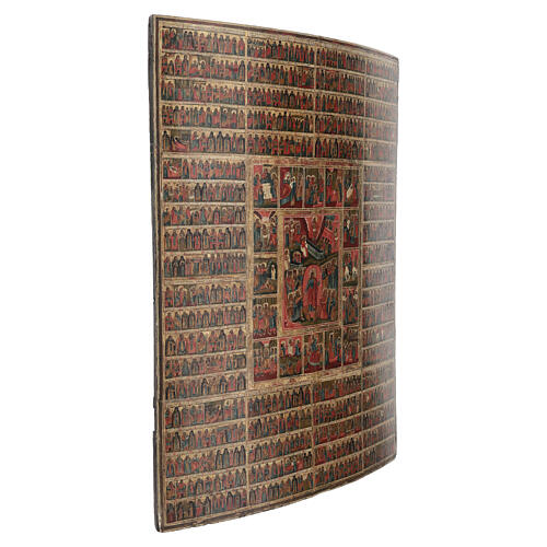 Icona russa monumentale antica Annuario menologio liturgico calendario ortodosso XVIII-XIX sec 104x78 cm 18
