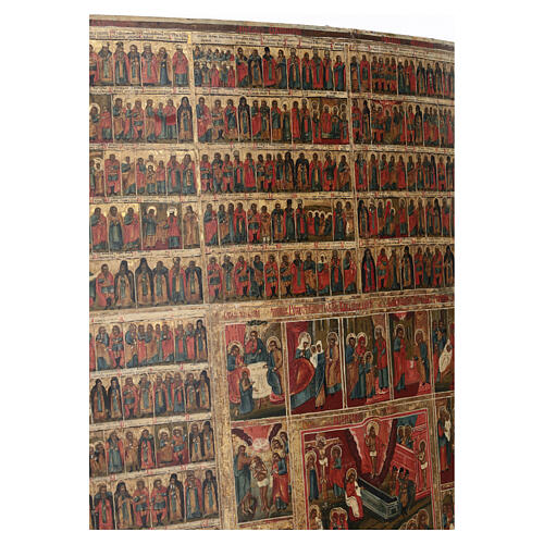 Large Antique Russian Icon, Annual Menologion  of the Orthodox Liturgical Calendar, 18th–19th century, 104x78 cm 10