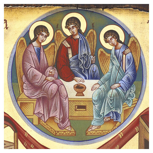 Icona dipinta a mano Sacra Famiglia e Santissima Trinità 40X30 cm 7