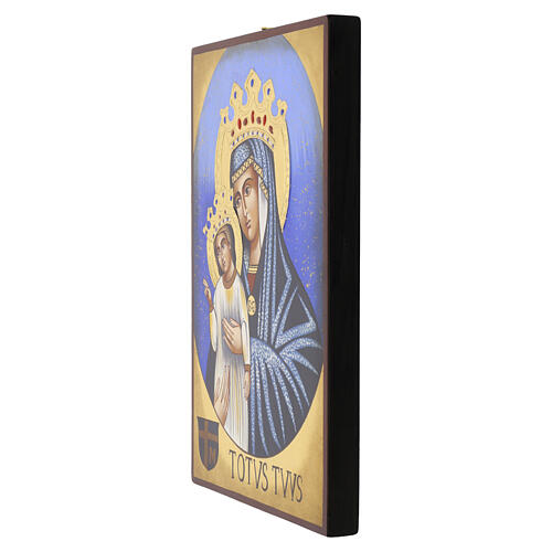 Icona dipinta a mano Totus Tuus stile bizantino 30X25 cm 3