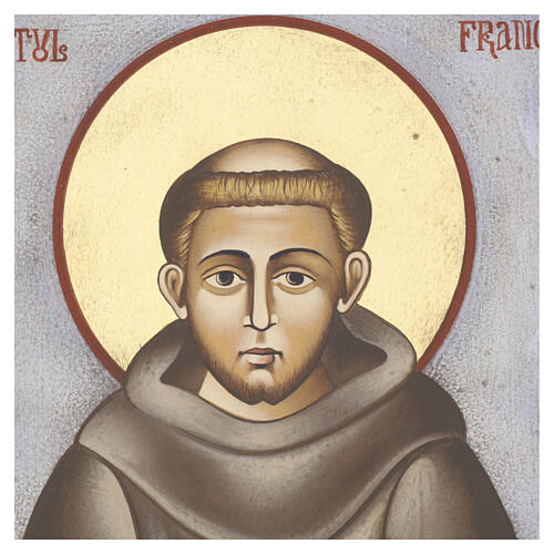 Icona dipinta a mano San Francesco d'Assisi con libro delle Sacre Scritture 30X25 cm 2
