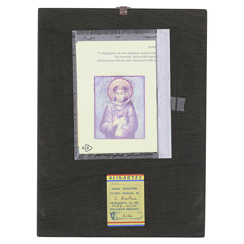 Icona dipinta a mano San Francesco d'Assisi con libro delle Sacre Scritture 30X25 cm 4