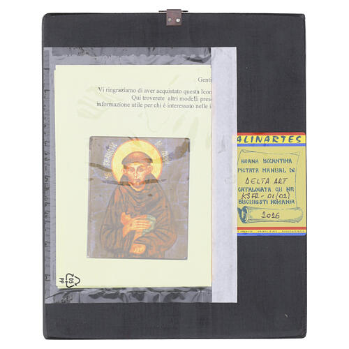 Icona dipinta a mano San Francesco stile antichizzato ispirato a Cimabue 20X20 cm 4