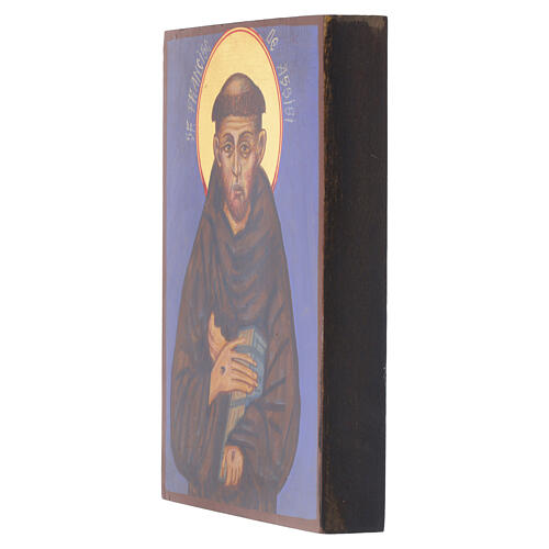 Icona dipinta a mano San Francesco medievale stile antichizzato 20X15 cm 2