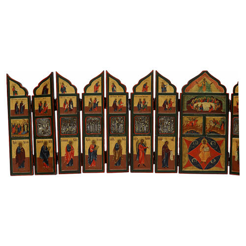 Iconostase russe domestique 130x34 cm ancienne XIXe siècle pliante 11