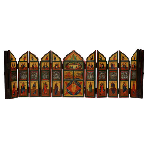 Iconostasi Russa domestica 130x33 cm antica XIX secolo  9