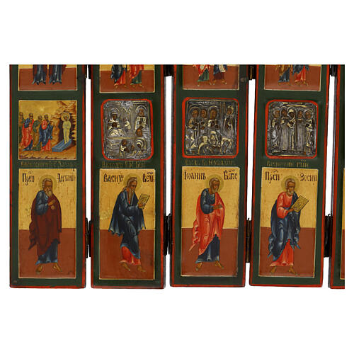 Iconostasi Russa domestica 130x33 cm antica XIX secolo  14
