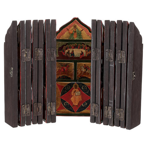 Domestic Russian Foldable Iconostasis, 130x33 cm, 19th century 2