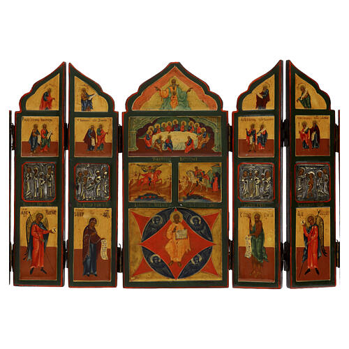 Domestic Russian Foldable Iconostasis, 130x33 cm, 19th century 4