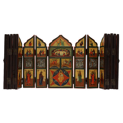 Domestic Russian Foldable Iconostasis, 130x33 cm, 19th century 7
