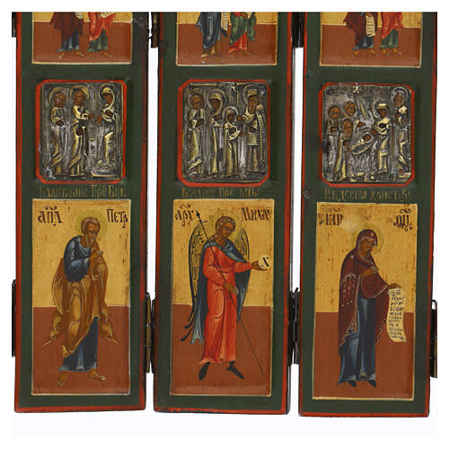 Domestic Russian Foldable Iconostasis, 130x33 cm, 19th century 8