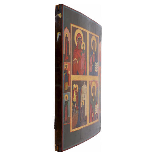 Icona Russa antica XIX secolo Quadripartita 50x39 cm 5